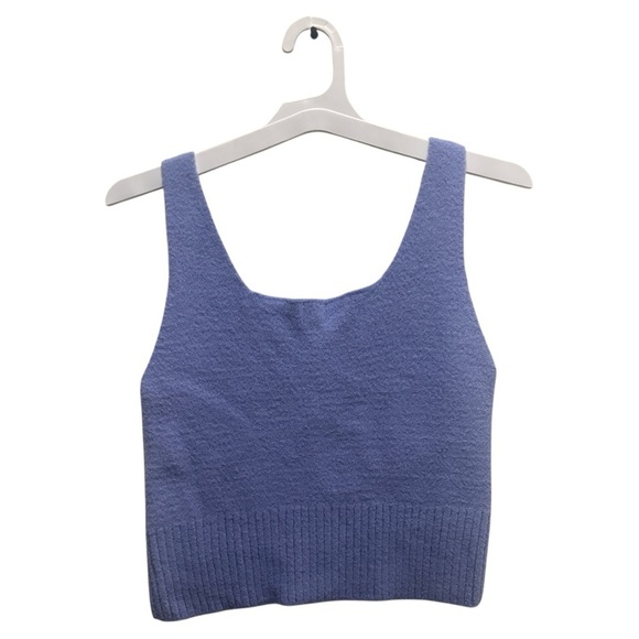 A New Day Blue Ribbed Crop Tank Top - Picture 4 of 4